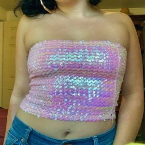 Sequenced baby pink tubed top